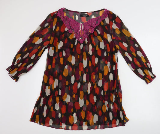 George  Womens Brown Polka Dot  Basic Blouse Size 14