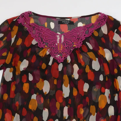 George  Womens Brown Polka Dot  Basic Blouse Size 14