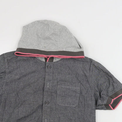 Close-up detail of Marks & Spencer girls’ grey basic button-up, size 11, years