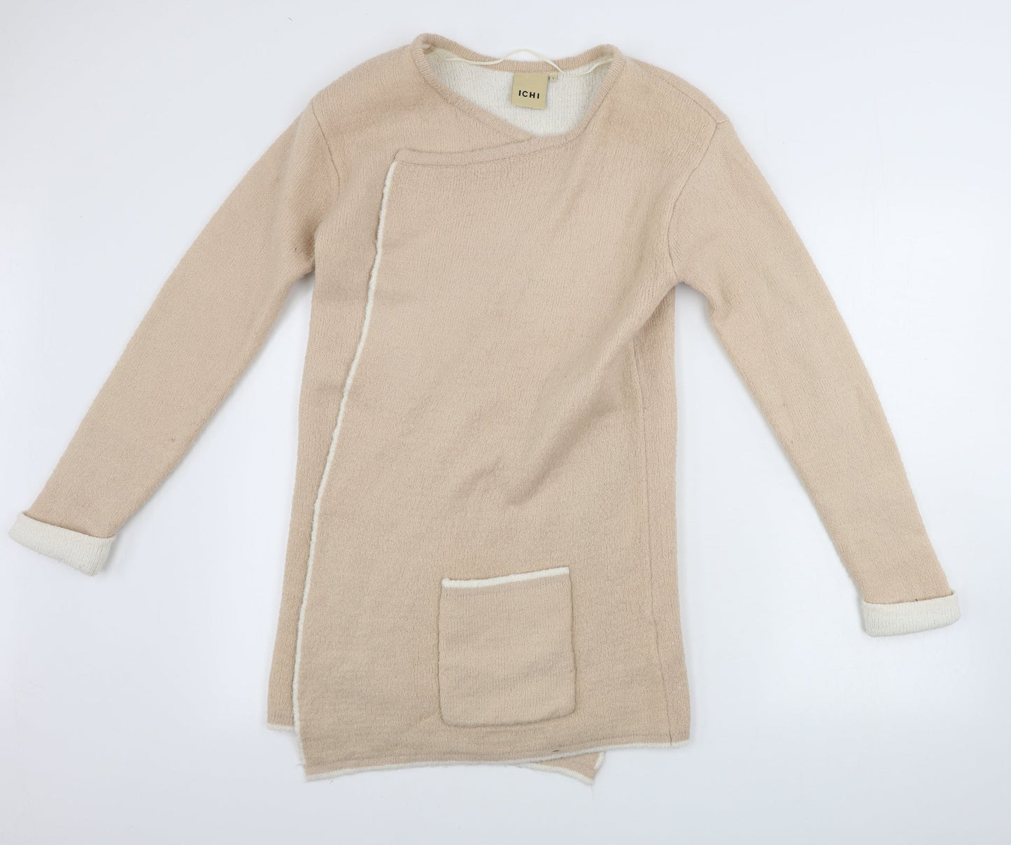 Womens UK Size S ICHI Beige Cardigan Jumper