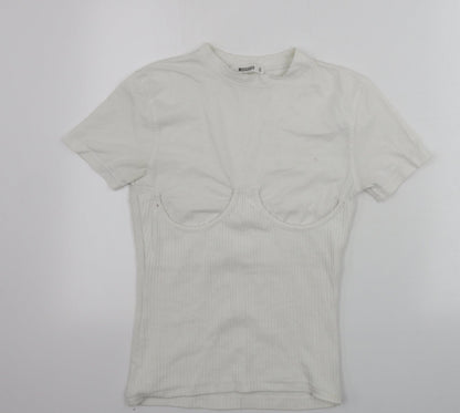 Womens UK Size 6 Missguided Ivory Basic T-Shirt