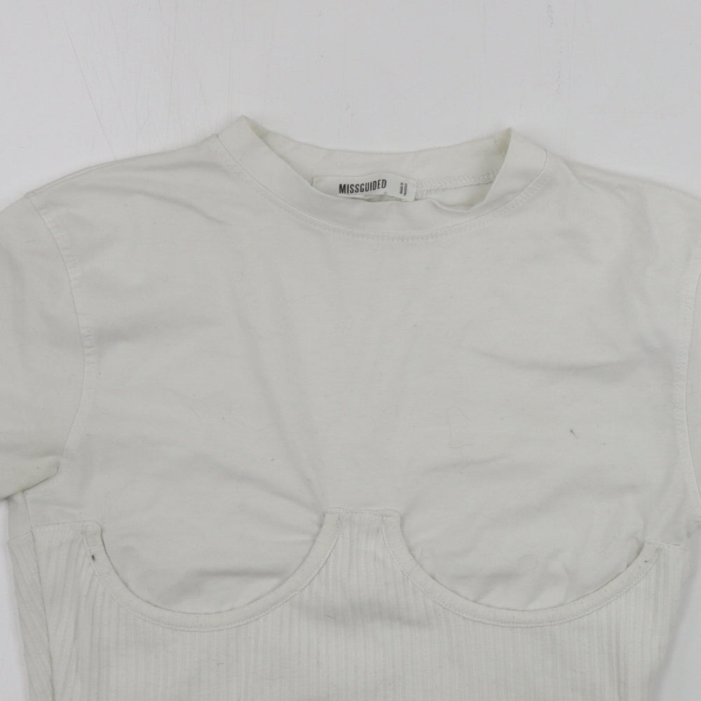 Womens UK Size 6 Missguided Ivory Basic T-Shirt