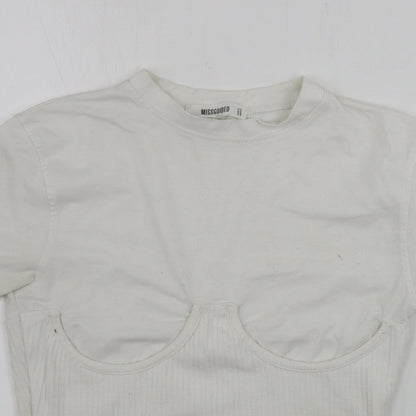 Womens UK Size 6 Missguided Ivory Basic T-Shirt