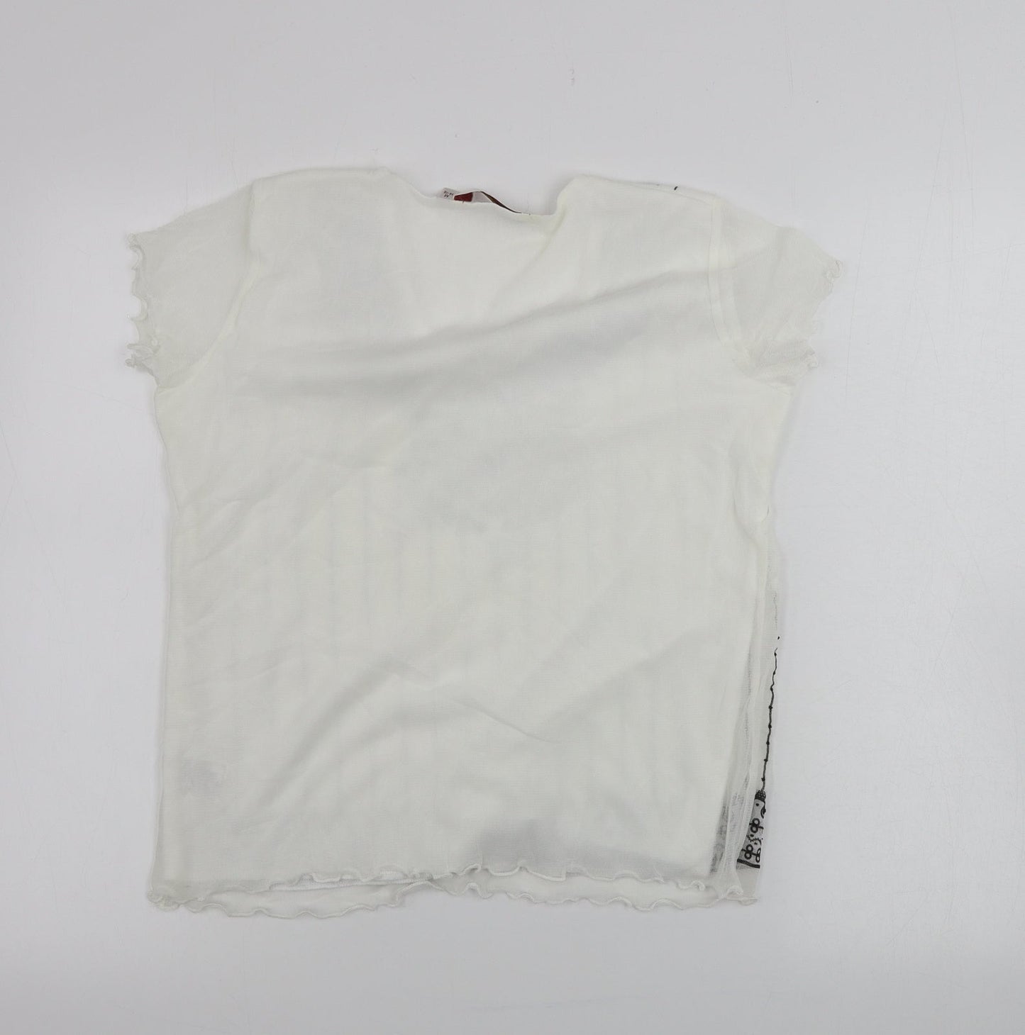 EWM Womens White Striped  Basic T-Shirt Size M