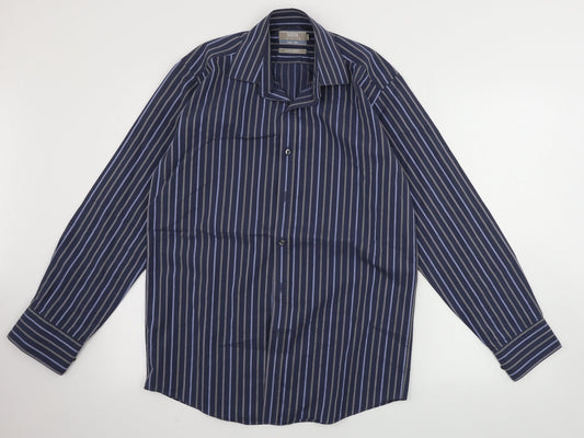 Mens UK Collar Size 14 Marks and Spencer Smart Blue  Dress Shirt