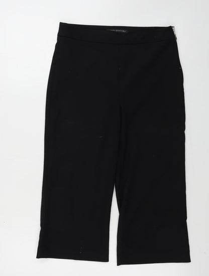 Womens UK Size S Zara Regular Fit Cropped Black Trousers