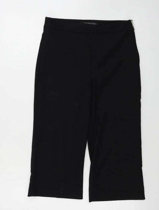 Womens UK Size S Zara Regular Fit Cropped Black Trousers