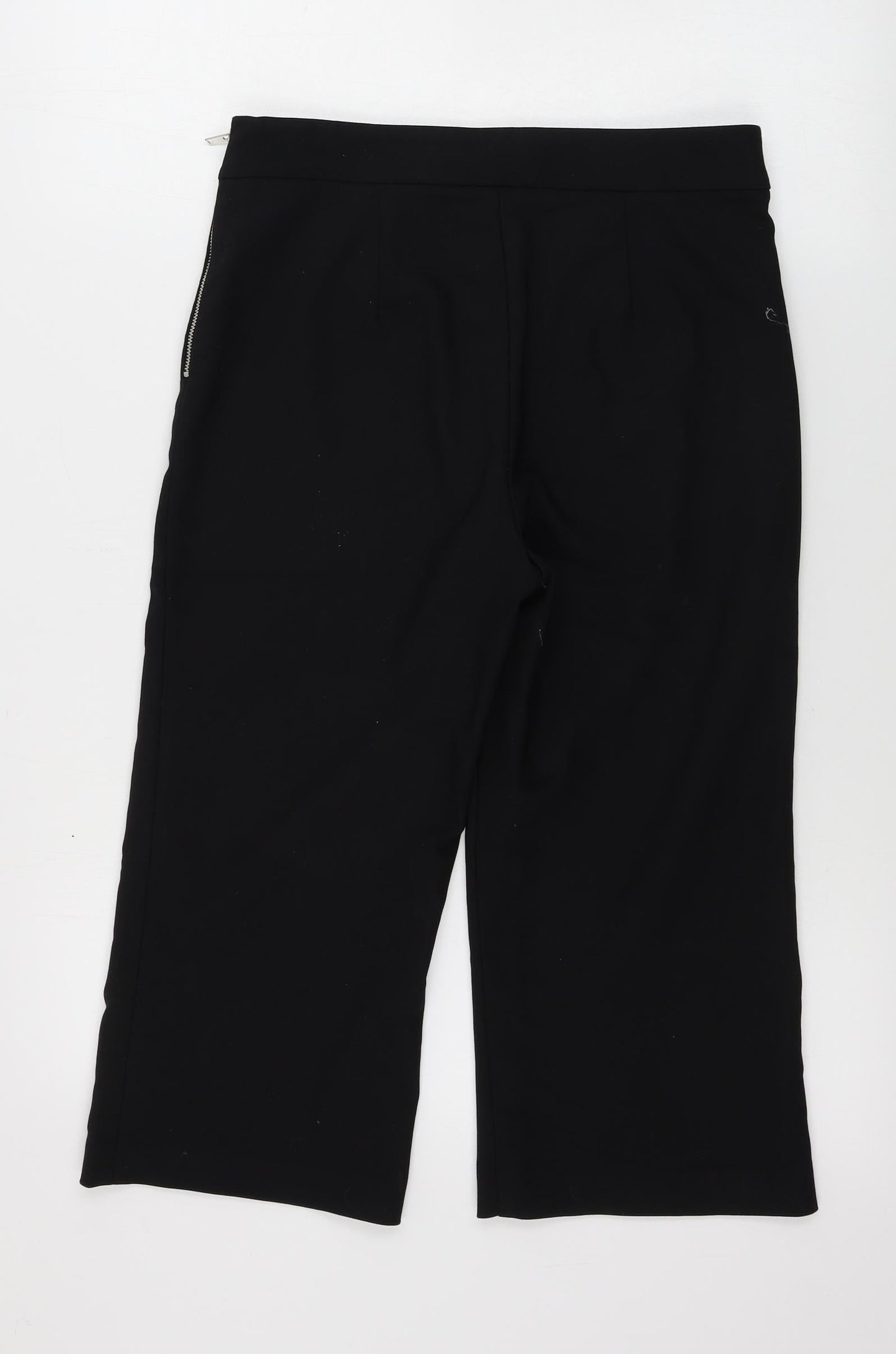 Womens UK Size S Zara Regular Fit Cropped Black Trousers
