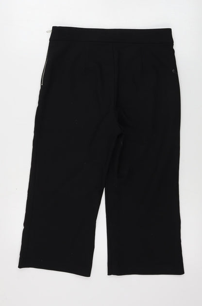 Womens UK Size S Zara Regular Fit Cropped Black Trousers