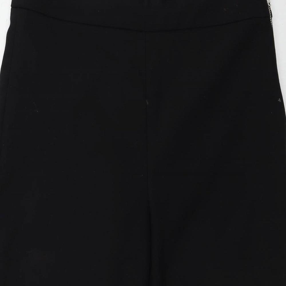 Womens UK Size S Zara Regular Fit Cropped Black Trousers