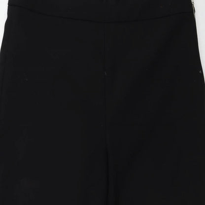 Womens UK Size S Zara Regular Fit Cropped Black Trousers