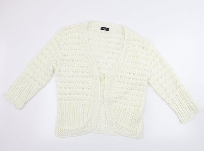 Womens UK Size L glimpse design Ivory Cardigan Jumper