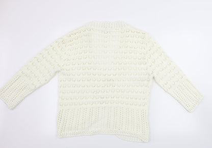 Womens UK Size L glimpse design Ivory Cardigan Jumper