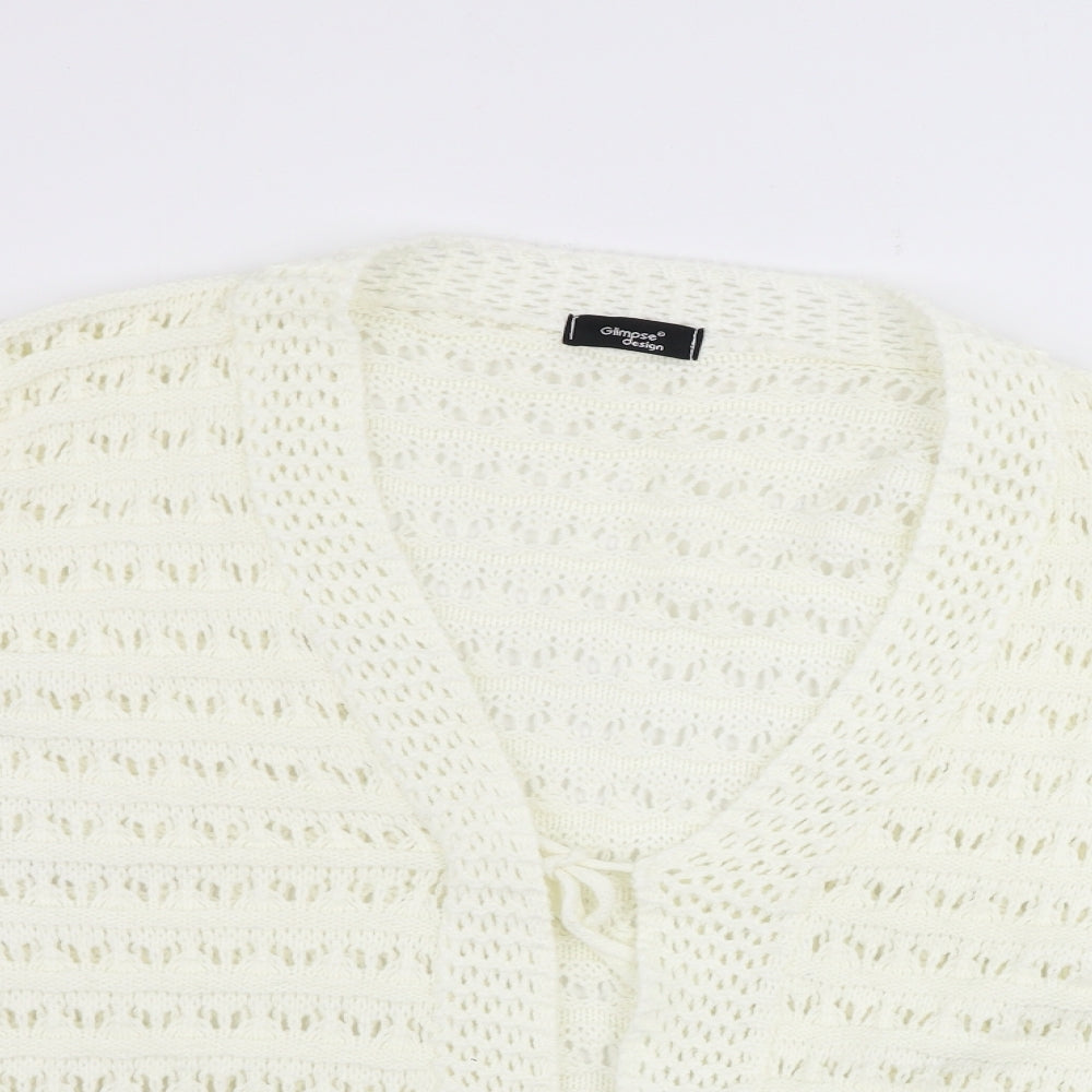 Womens UK Size L glimpse design Ivory Cardigan Jumper