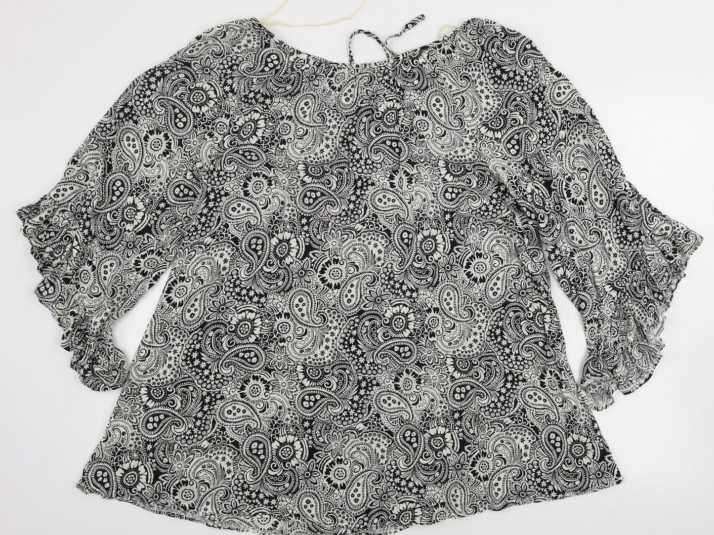 MANDI Womens White Geometric  Basic Blouse Size 10