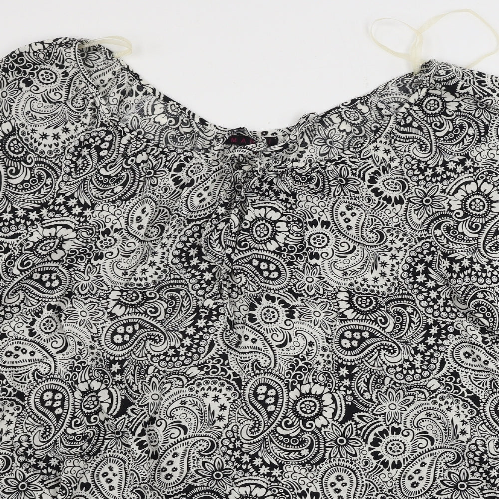 MANDI Womens White Geometric  Basic Blouse Size 10