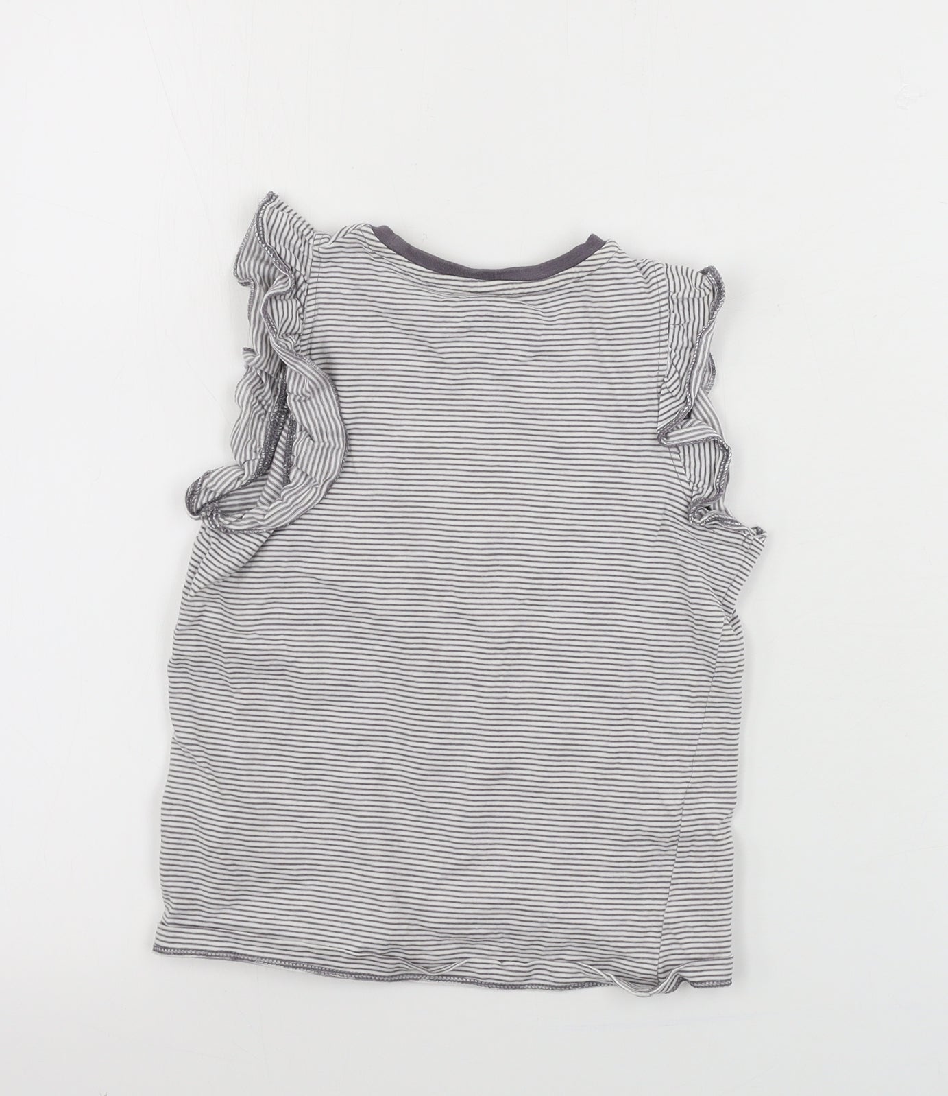 Marks and Spencer  Girls White Striped  Basic T-Shirt Size 6-7 Years