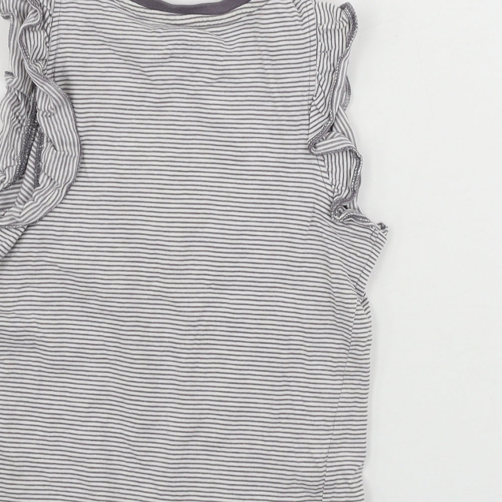 Marks and Spencer  Girls White Striped  Basic T-Shirt Size 6-7 Years
