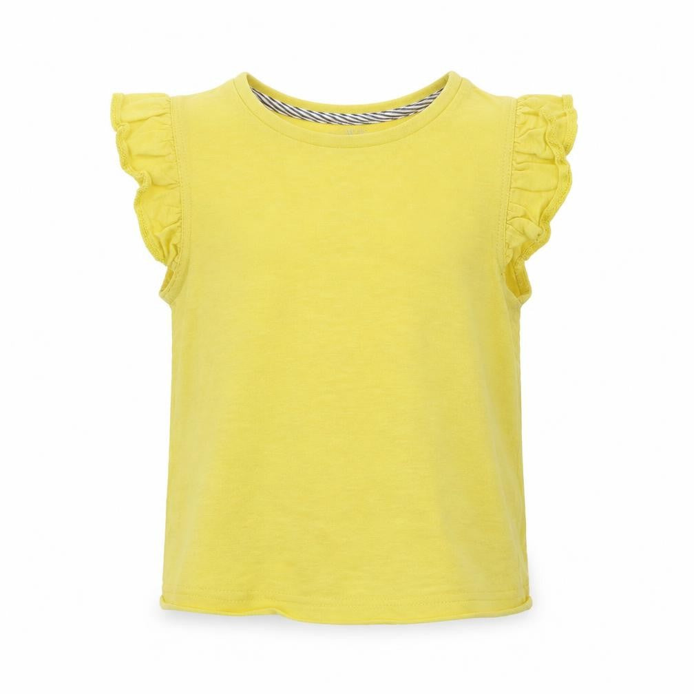 Front view of Marks & Spencer girls’ yellow basic t-shirt, size 6-7, years
