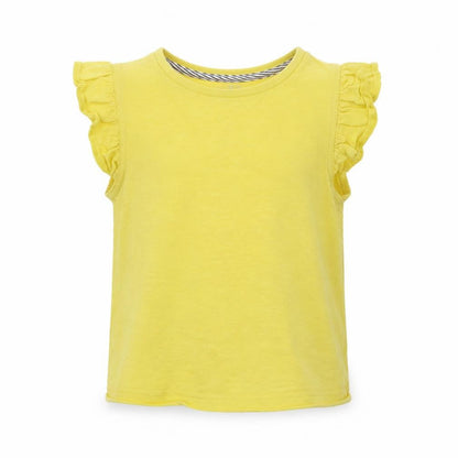 Front view of Marks & Spencer girls’ yellow basic t-shirt, size 6-7, years