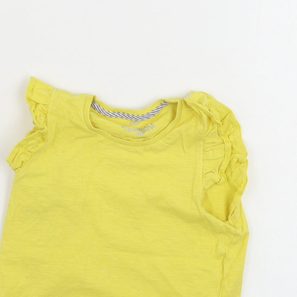 Marks and Spencer  Girls Yellow   Basic T-Shirt Size 6-7 Years