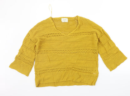 Womens UK Size M Papaya Yellow Pullover Jumper