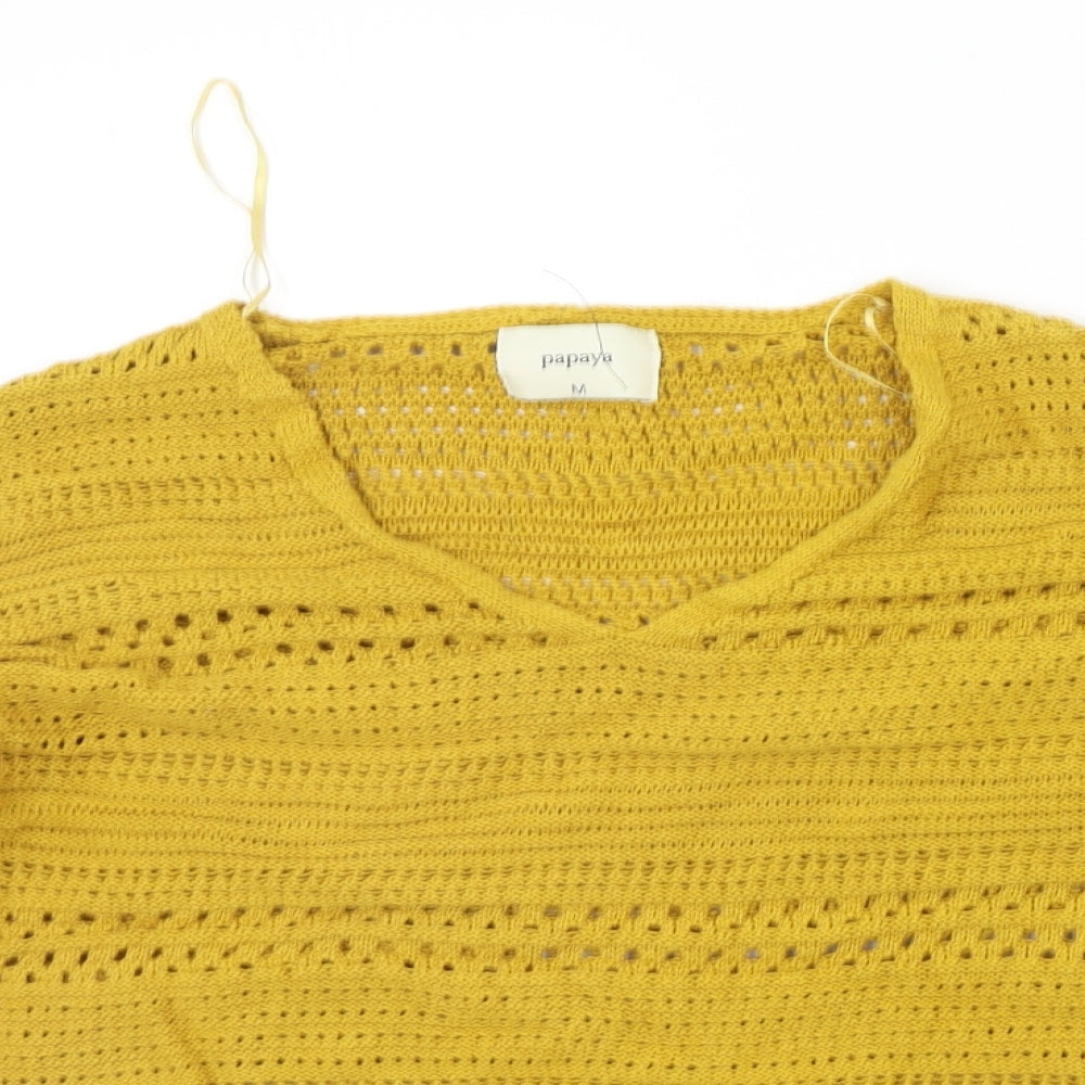 Womens UK Size M Papaya Yellow Pullover Jumper