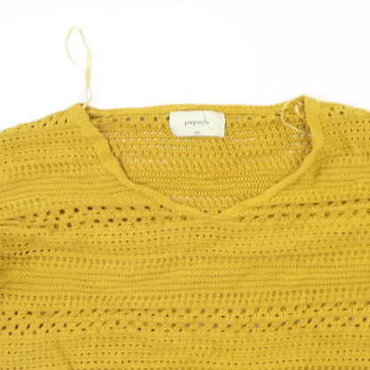 Womens UK Size M Papaya Yellow Pullover Jumper