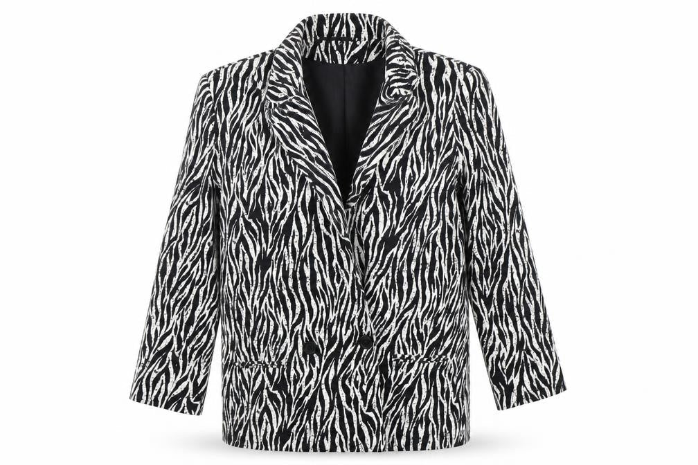 ASOS Womens White Animal Print  Jacket Blazer Size 10