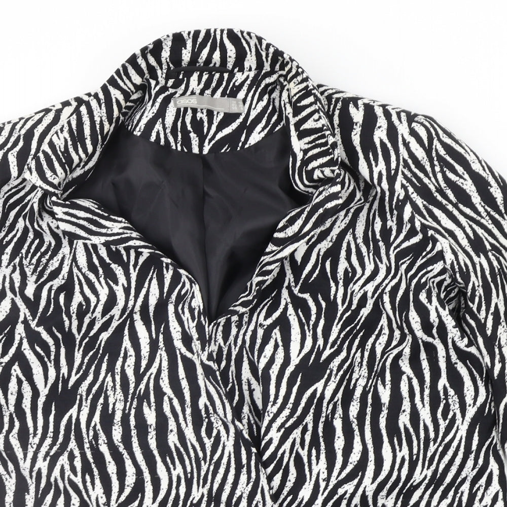 ASOS Womens White Animal Print  Jacket Blazer Size 10