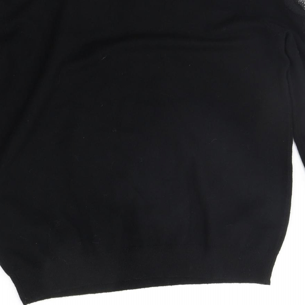 Brand and care label for Society 8 women’s black jumper, size UK 14