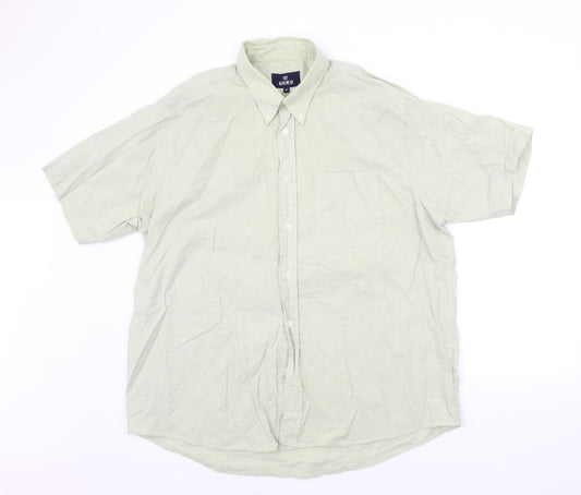 Mens UK Size XL EA Menswear Green  Button-Up Short Sleeve Casual Shirt