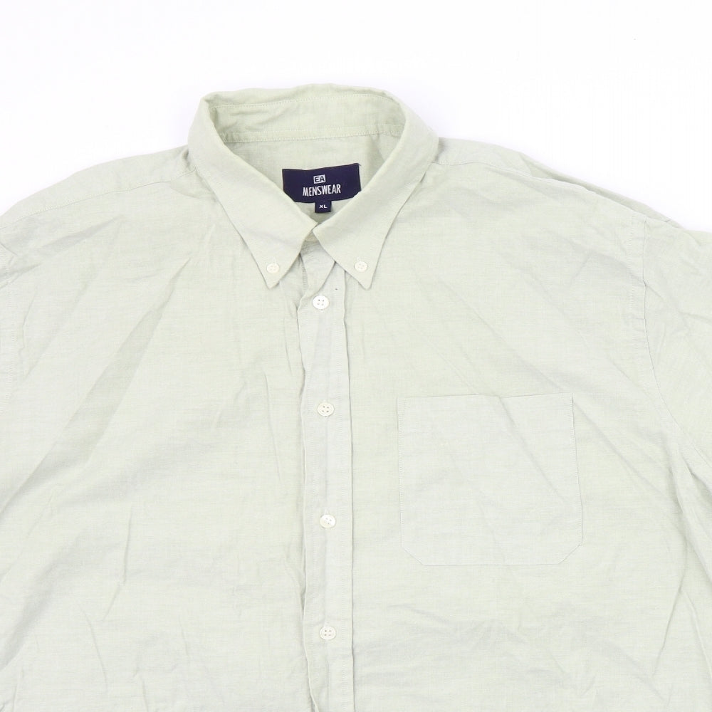 Mens UK Size XL EA Menswear Green  Button-Up Short Sleeve Casual Shirt