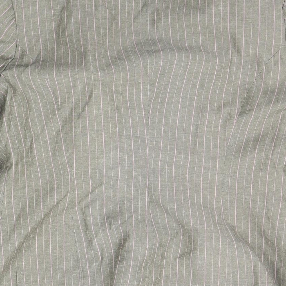 Brand and care label for vitriline women’s grey striped jacket blazer, size S