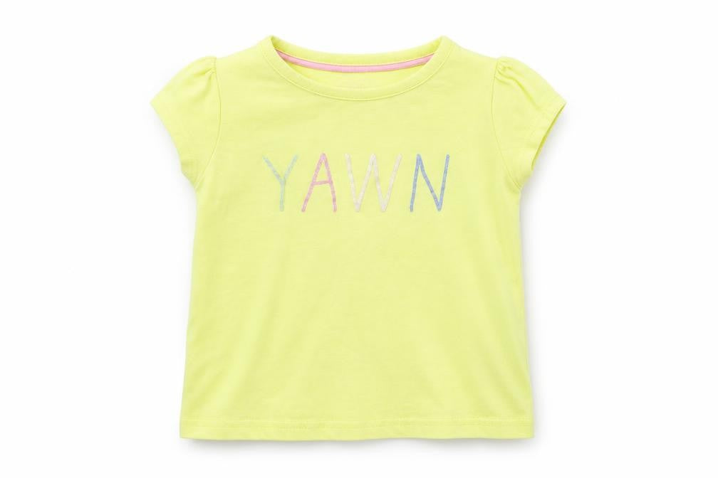 Front view of Marks & Spencer girls’ yellow geometric basic t-shirt, size 3-4, years