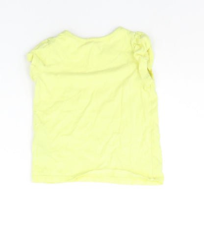 Marks and Spencer Girls Yellow Geometric  Basic T-Shirt Size 3-4 Years
