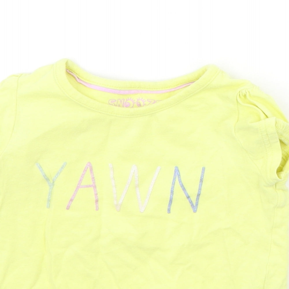 Marks and Spencer Girls Yellow Geometric  Basic T-Shirt Size 3-4 Years