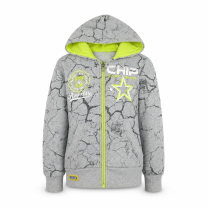 Front view of Chika chika girls’ grey geometric jacket coat, size 6, years