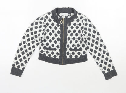 Trish Scully Child Girls White Geometric  Jacket Coatigan Size 4 Years