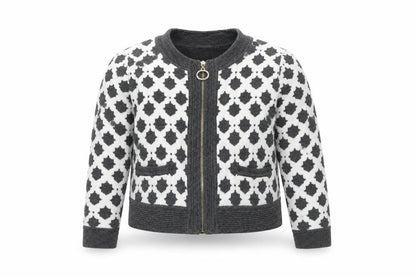 Front view of Trish Scully Child girls’ white geometric jacket coatigan, size 4, years