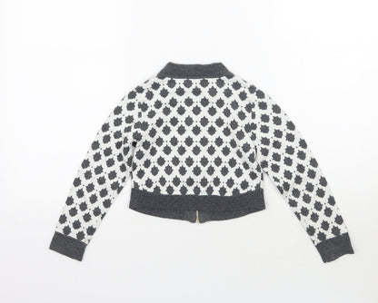 Trish Scully Child Girls White Geometric  Jacket Coatigan Size 4 Years