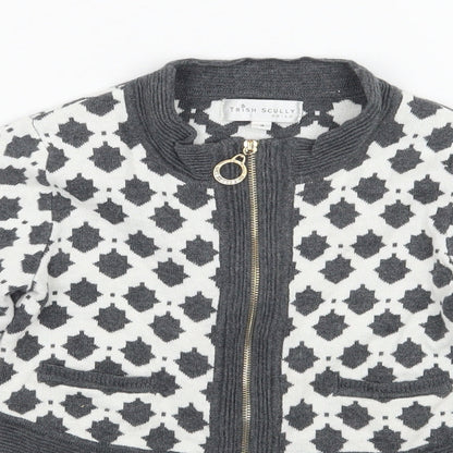 Trish Scully Child Girls White Geometric  Jacket Coatigan Size 4 Years