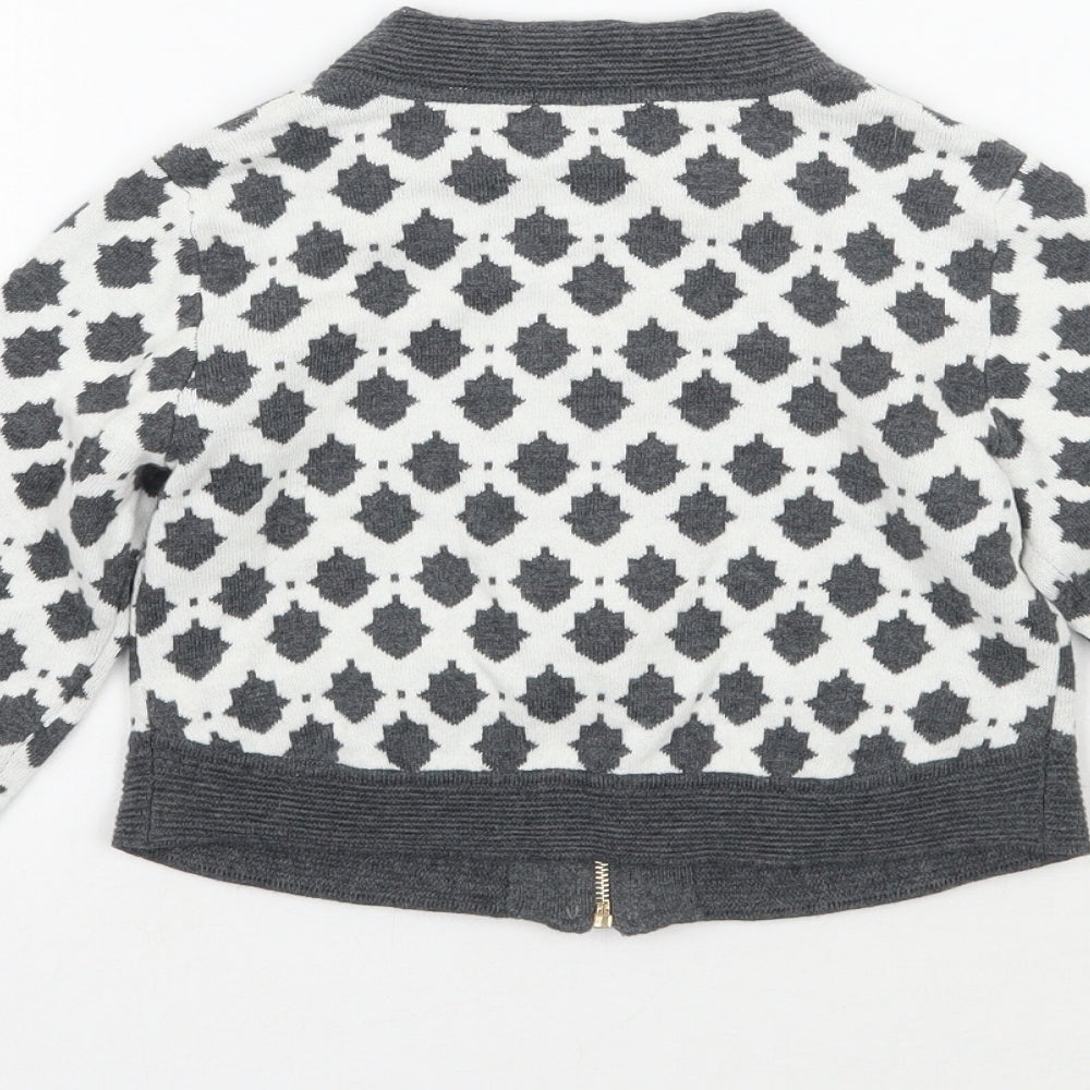 Trish Scully Child Girls White Geometric  Jacket Coatigan Size 4 Years