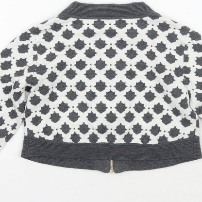 Trish Scully Child Girls White Geometric  Jacket Coatigan Size 4 Years