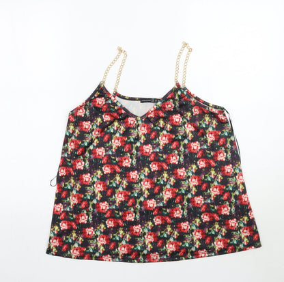 Primark Womens Black Floral  Basic Tank Size 12