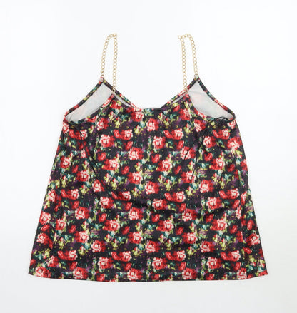 Primark Womens Black Floral  Basic Tank Size 12