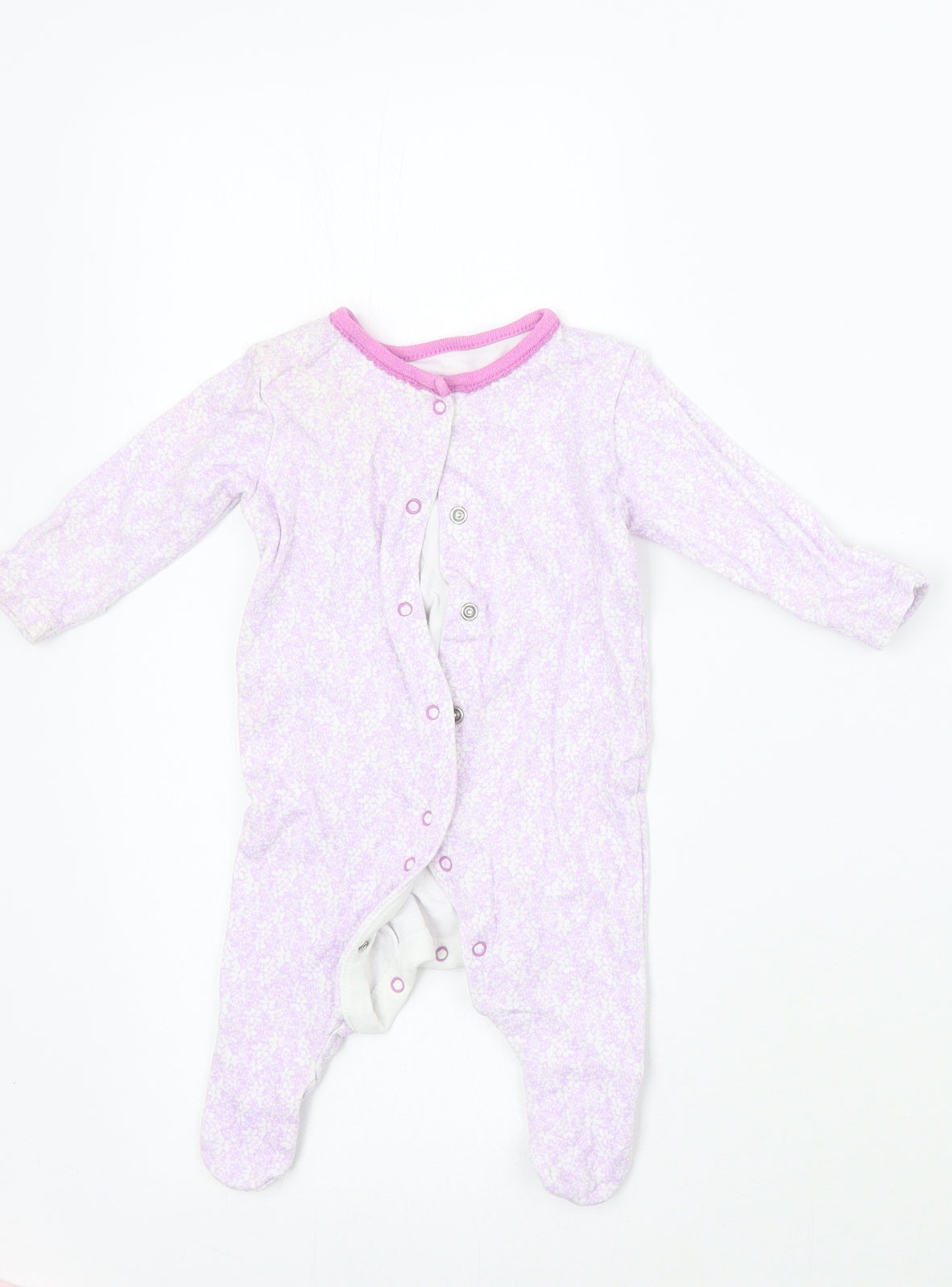 TU Girls Purple Floral  Babygrow One-Piece Size 0-3 Months