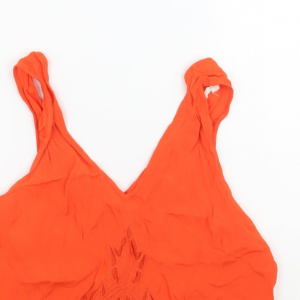 Womens UK Size 10 River Island Orange Basic Tank