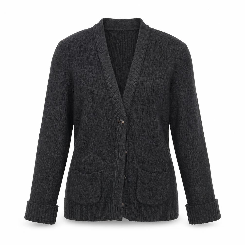 Front view of Sao Paulo women’s grey cardigan jumper, size M