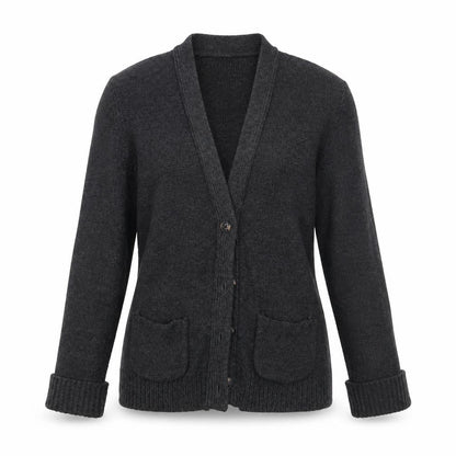 Front view of Sao Paulo women’s grey cardigan jumper, size M